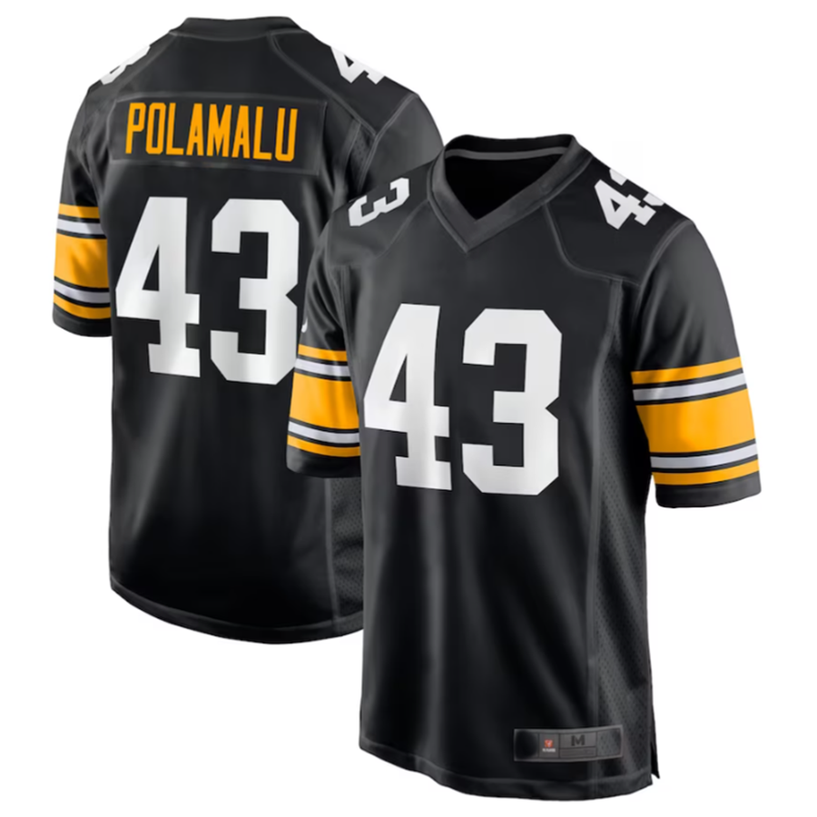 Qdoa P.Steelers #43 Troy Polamalu Black Retired Player Jersey American Stitched Jersey
