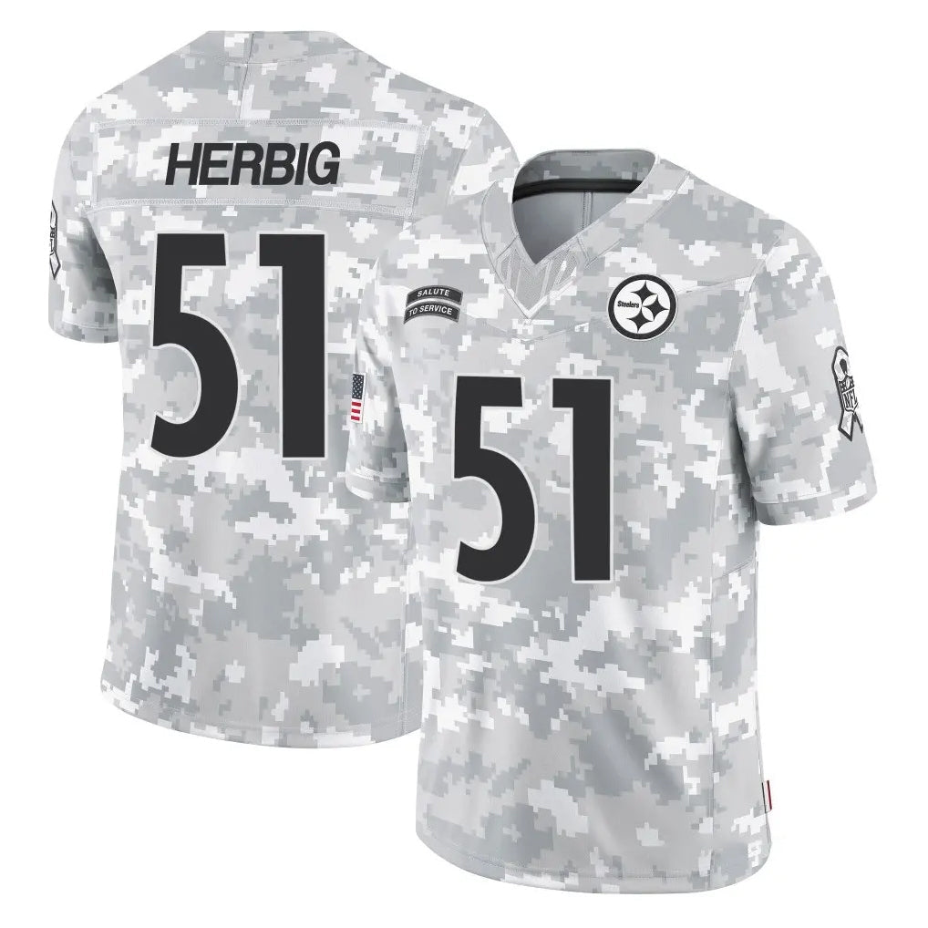 Qdoa P.Steelers #51 Nick Herbig Player Arctic Camo Limited Salute To Service Home Game Stitched Jerseys