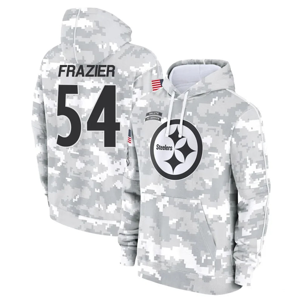 Qdoa P.Steelers #54 Zach Frazier Player Arctic Camo Limited Salute to Service Pullover Hoodies Game Stitched Jerseys