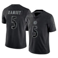 Qdoa P.Steelers #5 Jalen Ramsey Player Black Reflective Limited Home Game Stitched Jerseys