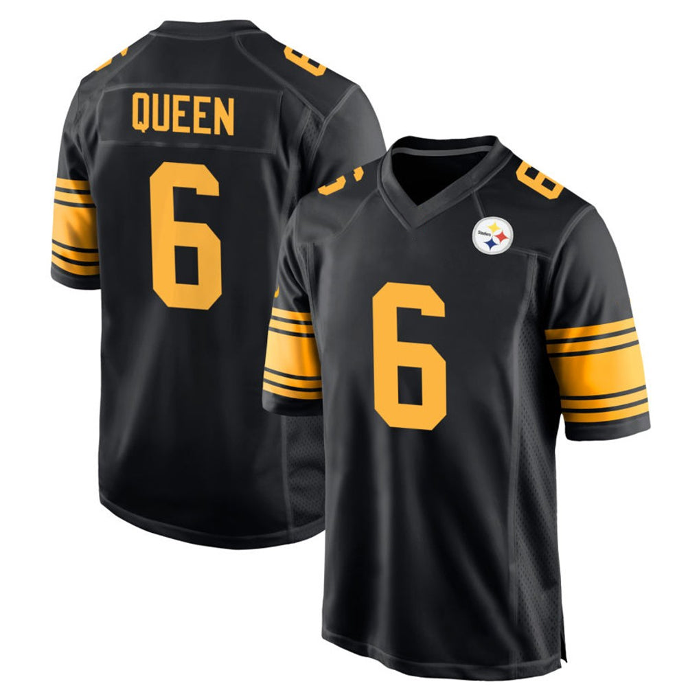 Qdoa P.Steelers #6 Patrick Queen Player Black Color Rush Home Game Stitched Jerseys