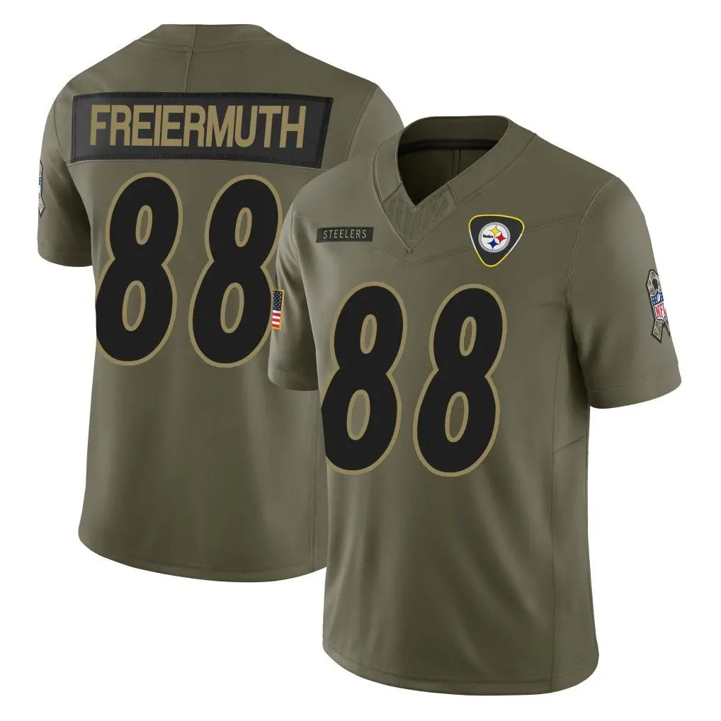 Qdoa P.Steelers #88 Pat Freiermuth Player Olive 2025 Salute To Service Limited Home Game Stitched Jerseys