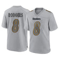 Qdoa P.Steelers #8 Aaron Rodgers Player Gray Atmosphere Fashion Home Game Stitched Jerseys