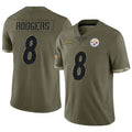 Qdoa P.Steelers #8 Aaron Rodgers Player Salute To Service Limited Olive Stitched Jerseys