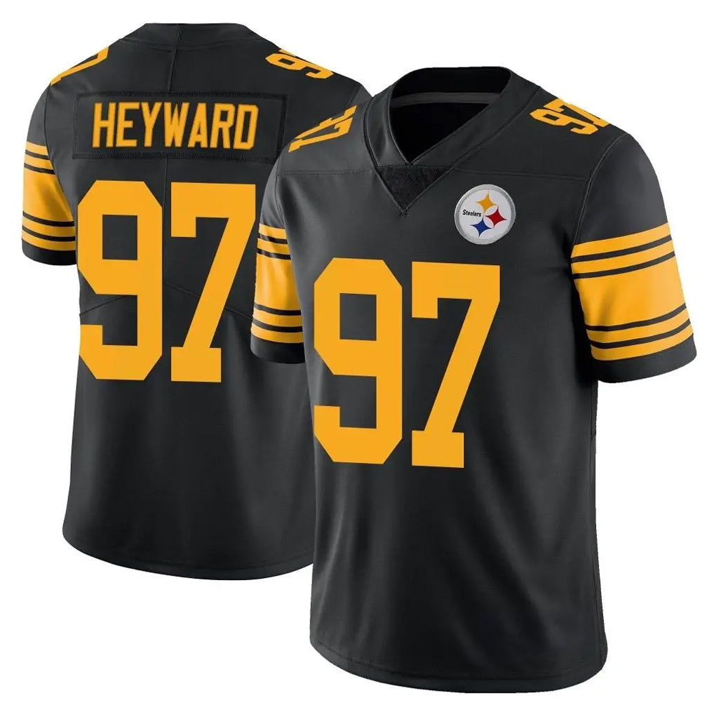 Qdoa P.Steelers #97 Cameron Heyward Player Black Limited Color Rush Home Game Stitched Jerseys