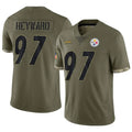 Qdoa P.Steelers #97 Cameron Heyward Player Salute To Service Limited Olive Stitched Jerseys