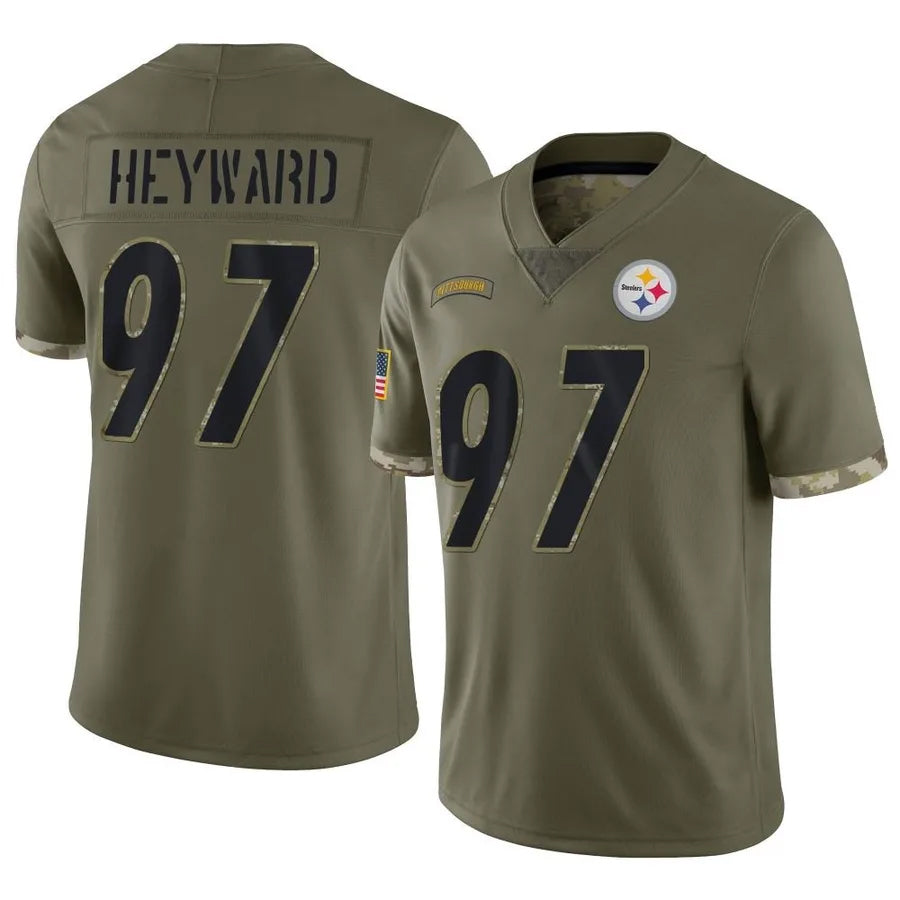 Qdoa P.Steelers #97 Cameron Heyward Player Salute To Service Limited Olive Stitched Jerseys