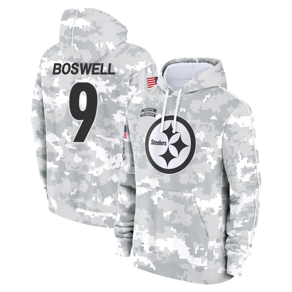 Qdoa P.Steelers #9 Chris Boswell Player Arctic Camo Limited Salute to Service Pullover Hoodies Game Stitched Jerseys