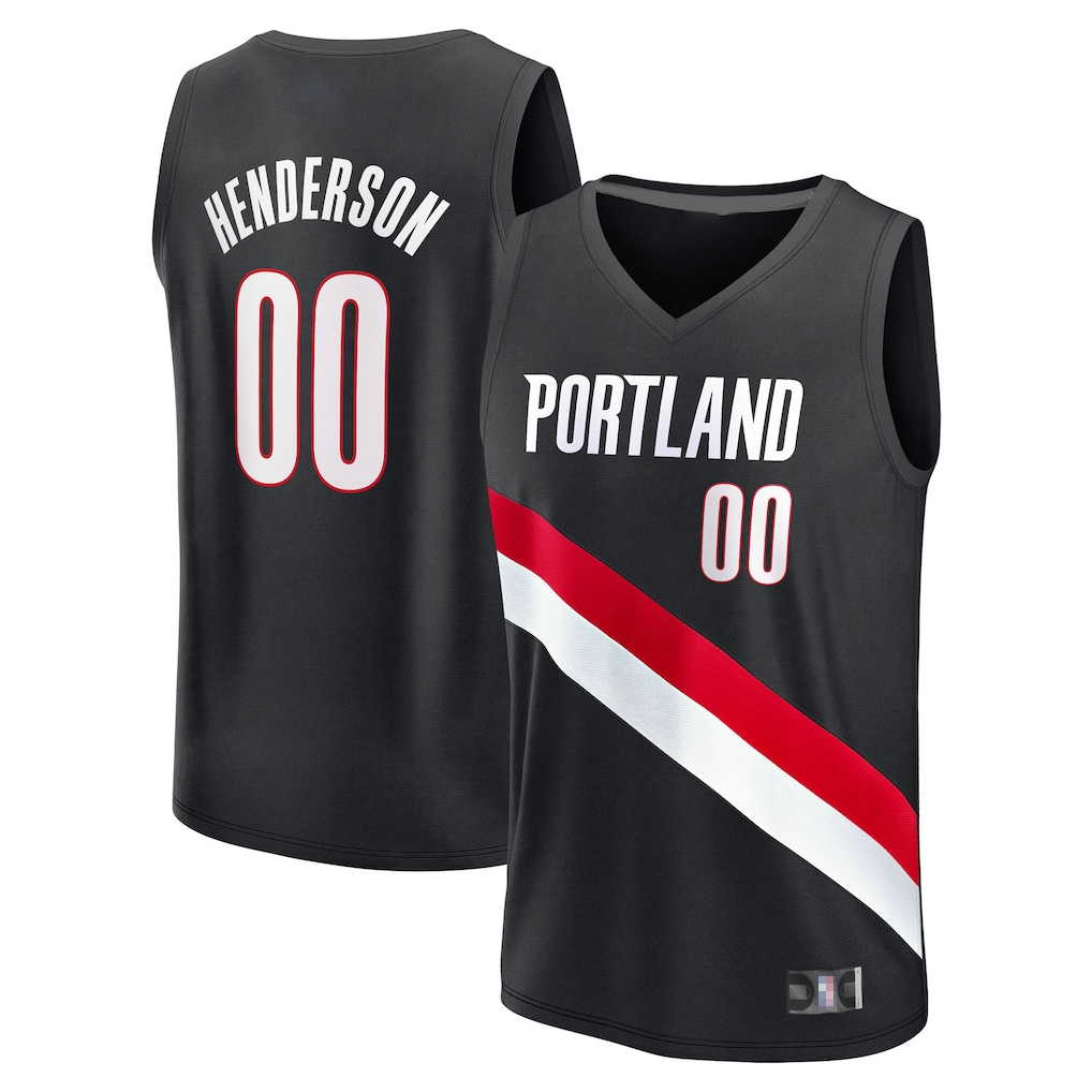 Qdoa PT.Blazers #00 Scoot Henderson Fanatics Black Fast Break Replica Jerseys - Icon Edition
