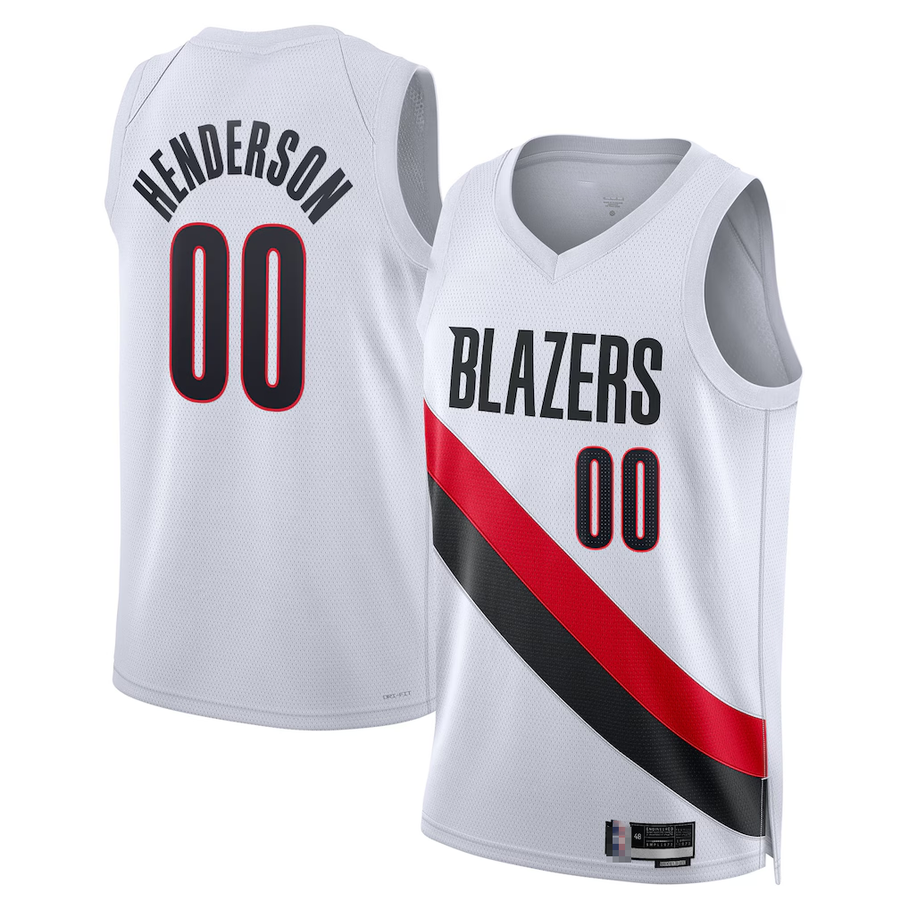 Qdoa PT.Blazers #00 Scoot Henderson White Swingman Jerseys - Association Edition