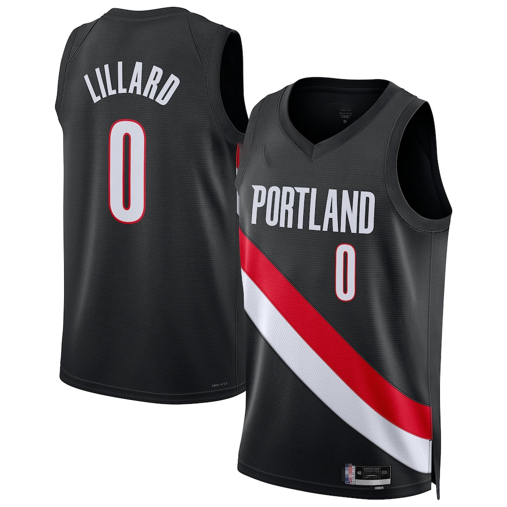 Qdoa PT.Blazers #0 Damian Lillard Black Swingman Player Jerseys - Icon Edition