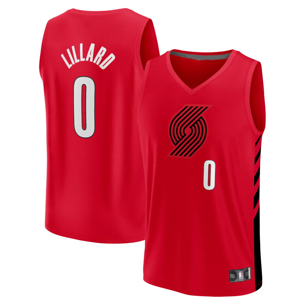 Qdoa PT.Blazers #0 Damian Lillard Fanatics Red Fast Break Replica Jerseys - Statement Edition
