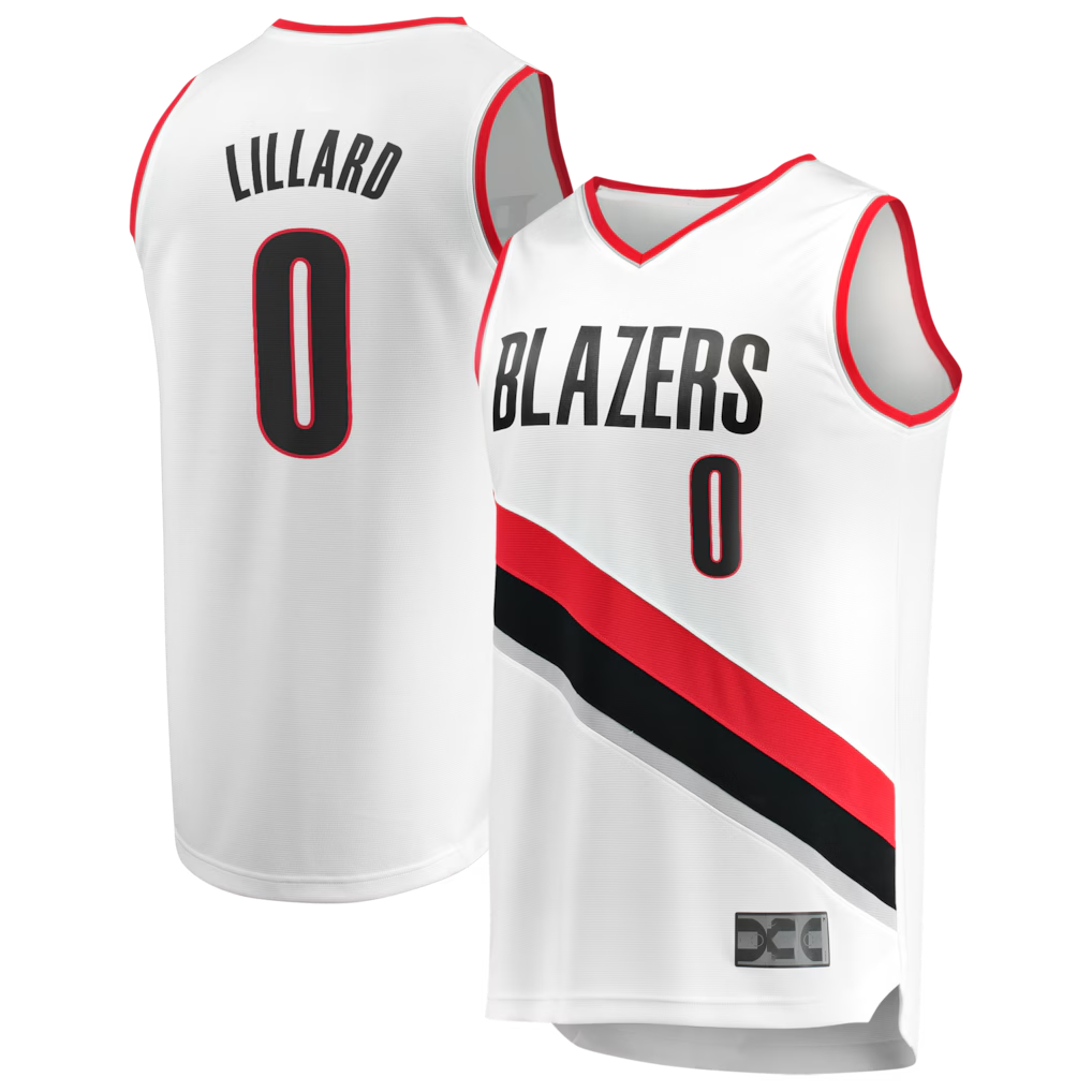 Qdoa PT.Blazers #0 Damian Lillard Fanatics White Fast Break Replica Jerseys - Association Edition