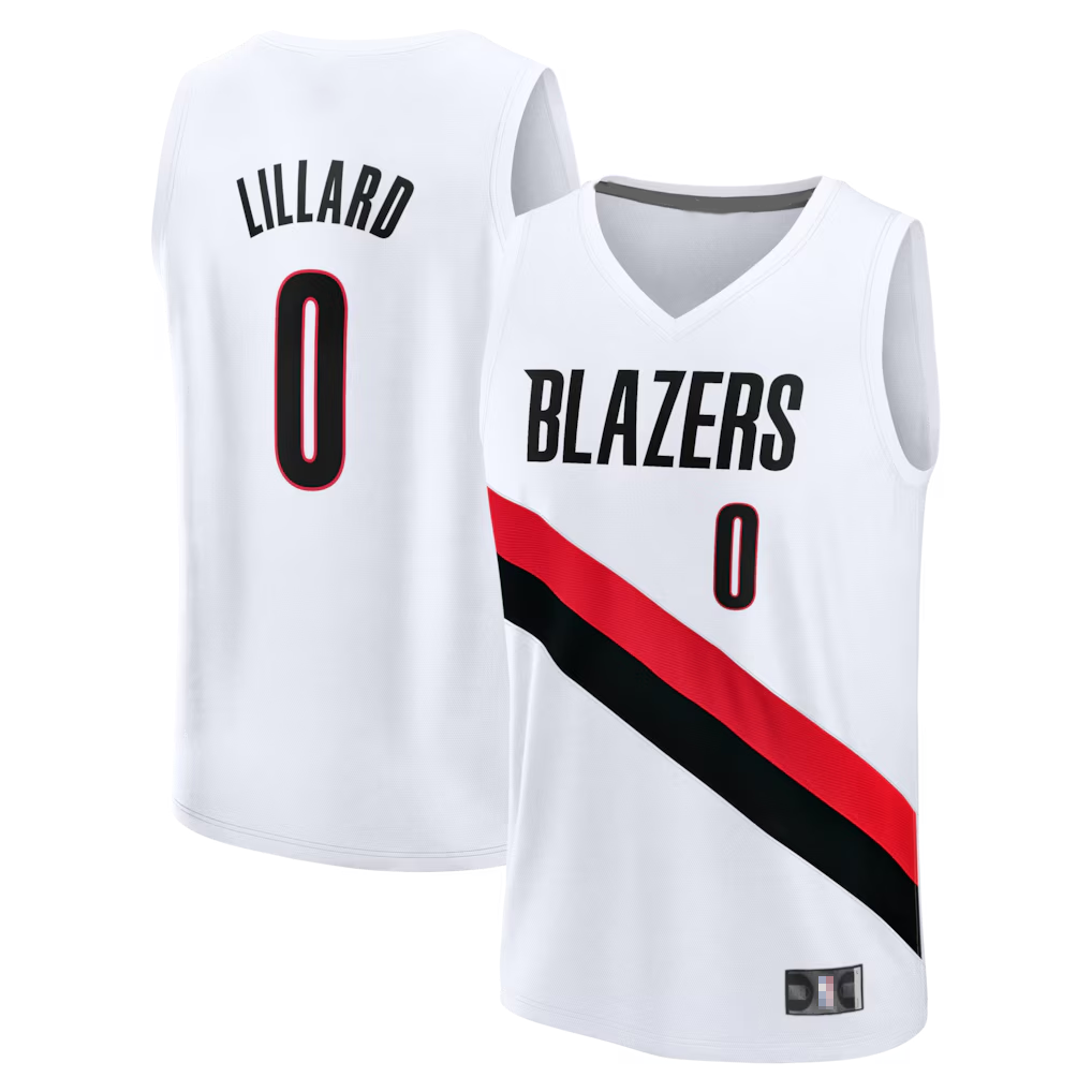 Qdoa PT.Blazers #0 Damian Lillard Fanatics White Fast Break Replica Player Jerseys - Association Edition