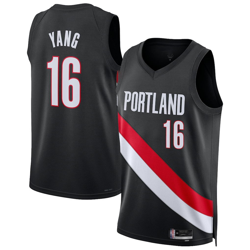 Qdoa PT.Blazers #16 Yang Hansen Black Swingman Jerseys - Icon Edition