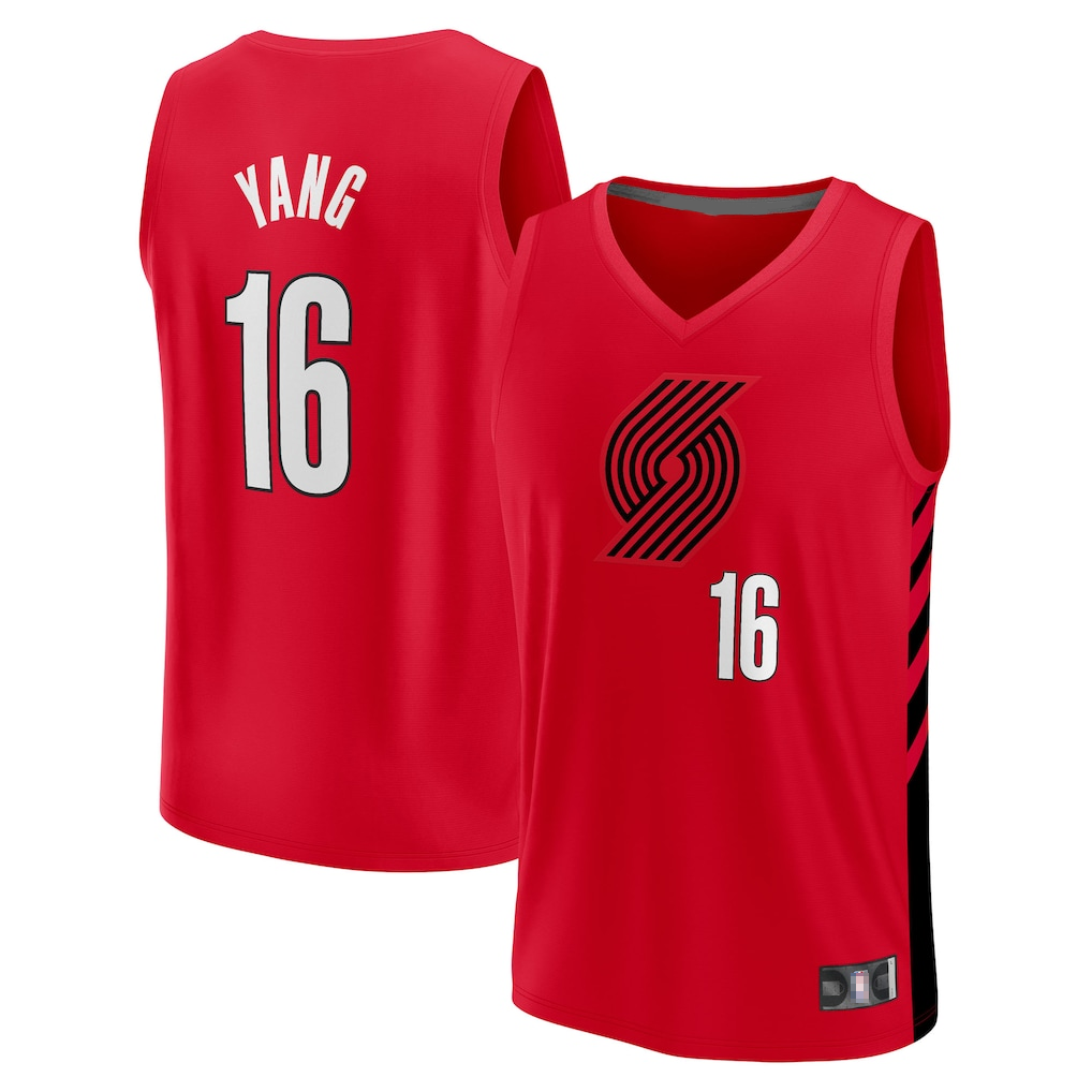 Qdoa PT.Blazers #16 Yang Hansen Fanatics Red Fast Break Replica Jerseys - Statement Edition
