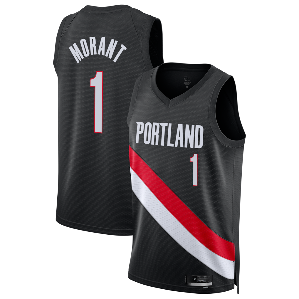 Qdoa PT.Blazers #1 Ja Morant Black Swingman Jerseys - Icon Edition
