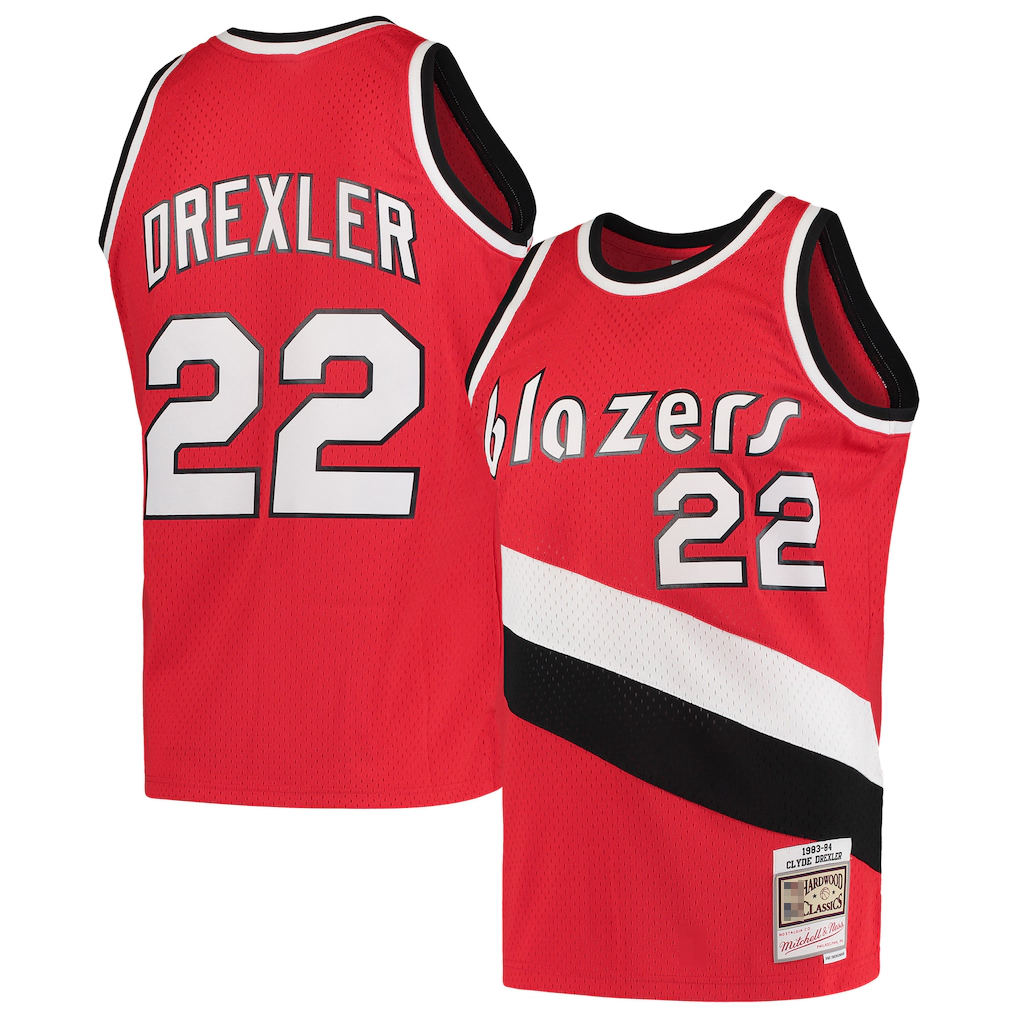 Qdoa PT.Blazers #22 Clyde Drexler Mitchell & Ness Red 1983-1984 Hardwood Classics Swingman Jerseys