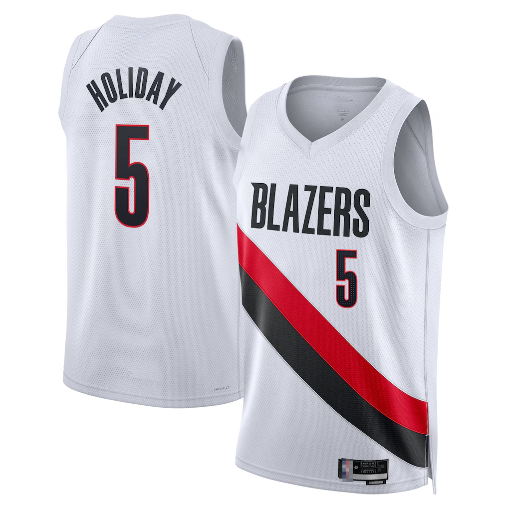 Qdoa PT.Blazers #5 Jrue Holiday White Swingman Jerseys - Association Edition