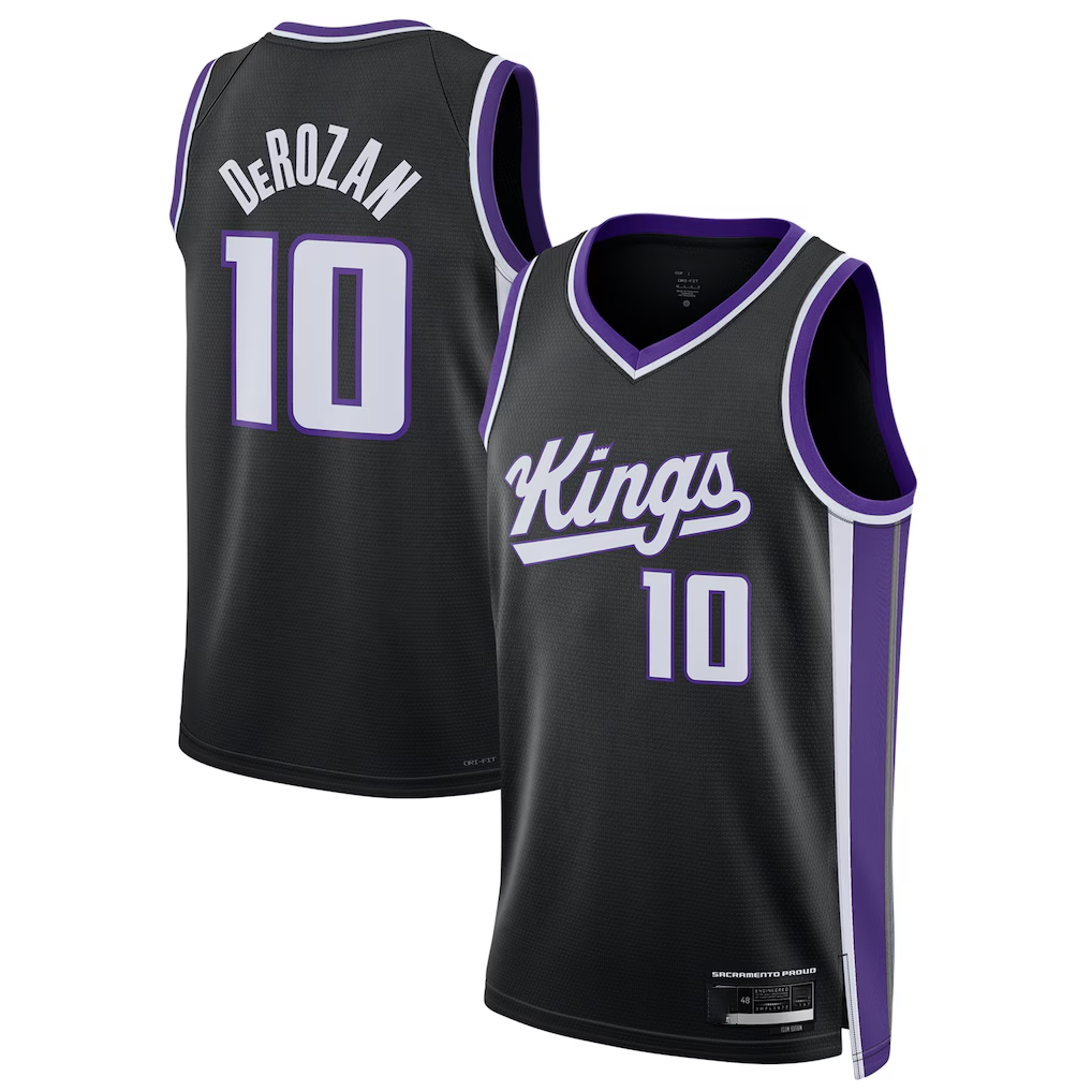 Qdoa S.Kings #10 DeMar DeRozan Black Swingman Player Jerseys - Icon Edition