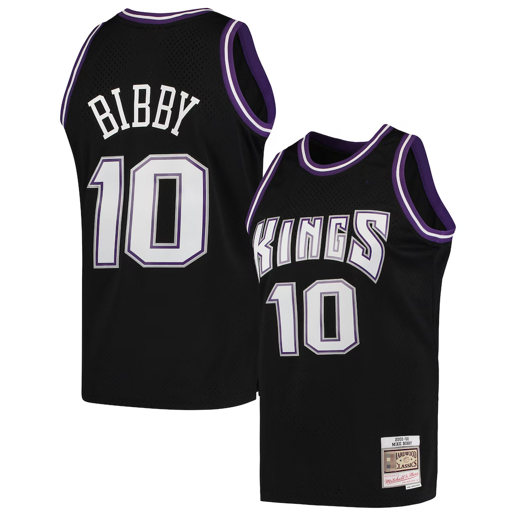 Qdoa S.Kings #10 Mike Bibby Mitchell & Ness Black Hardwood Classics Swingman Jerseys