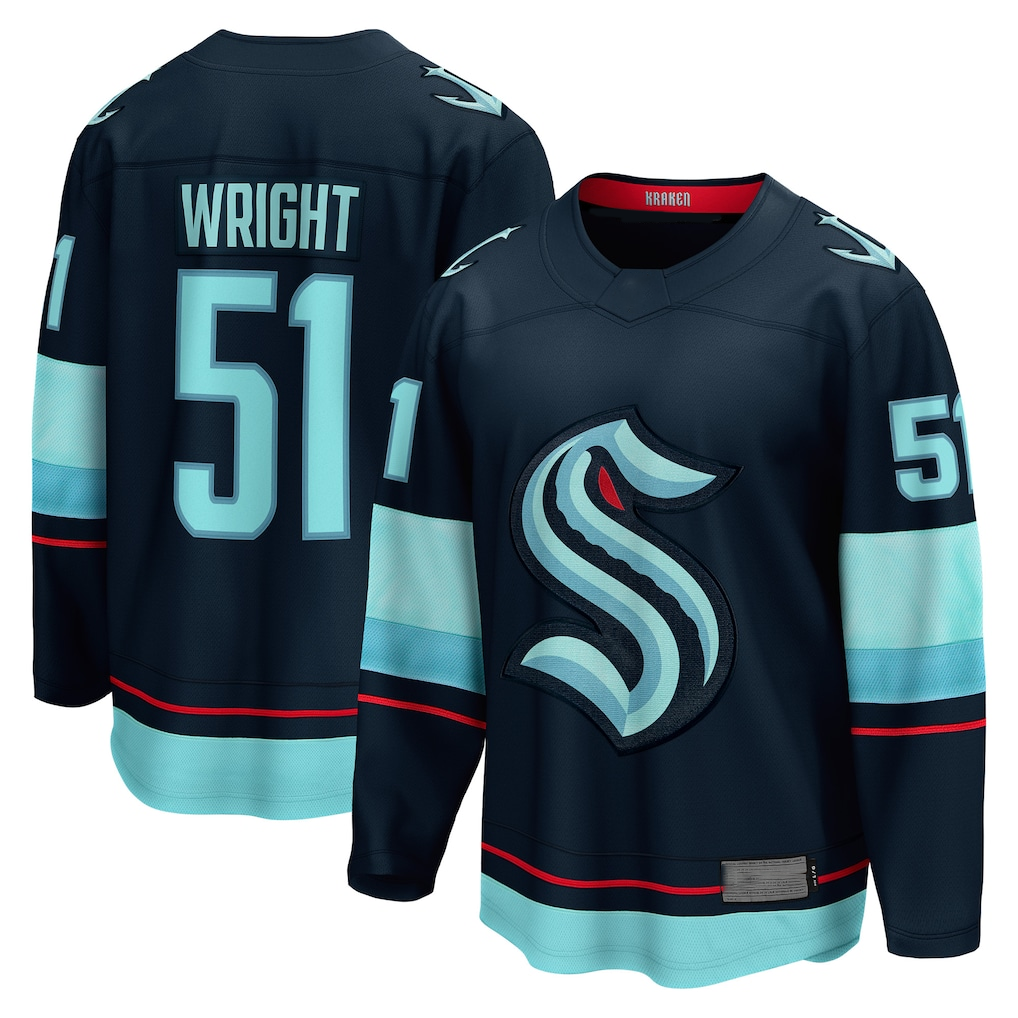 Qdoa S.Kraken #51 Shane Wright Deep Sea Blue Home Breakaway Player Jerseys