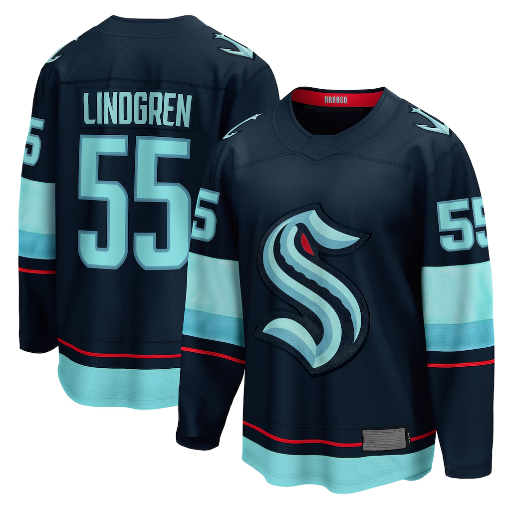 Qdoa S.Kraken #55 Ryan Lindgren Deep Sea Blue Home Breakaway Jerseys