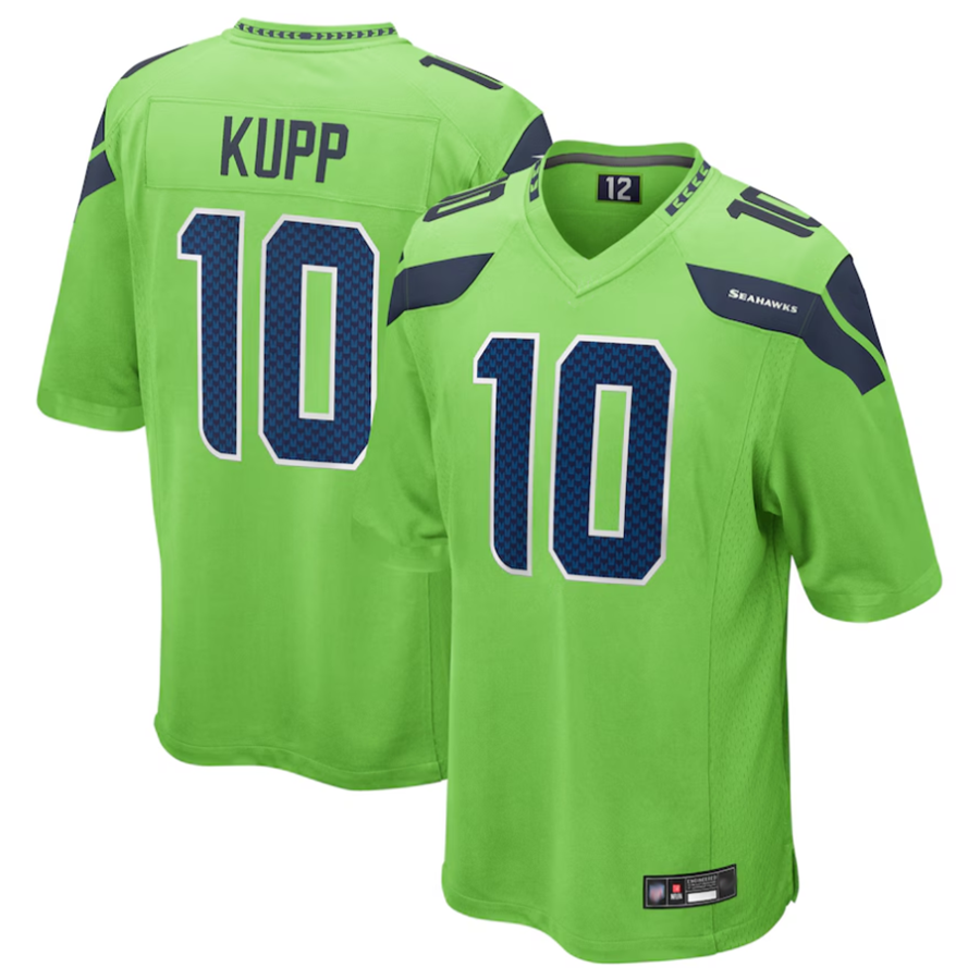 Qdoa S.Seahawks #10 Cooper Kupp Player Green Game Replica Stitched Jerseys