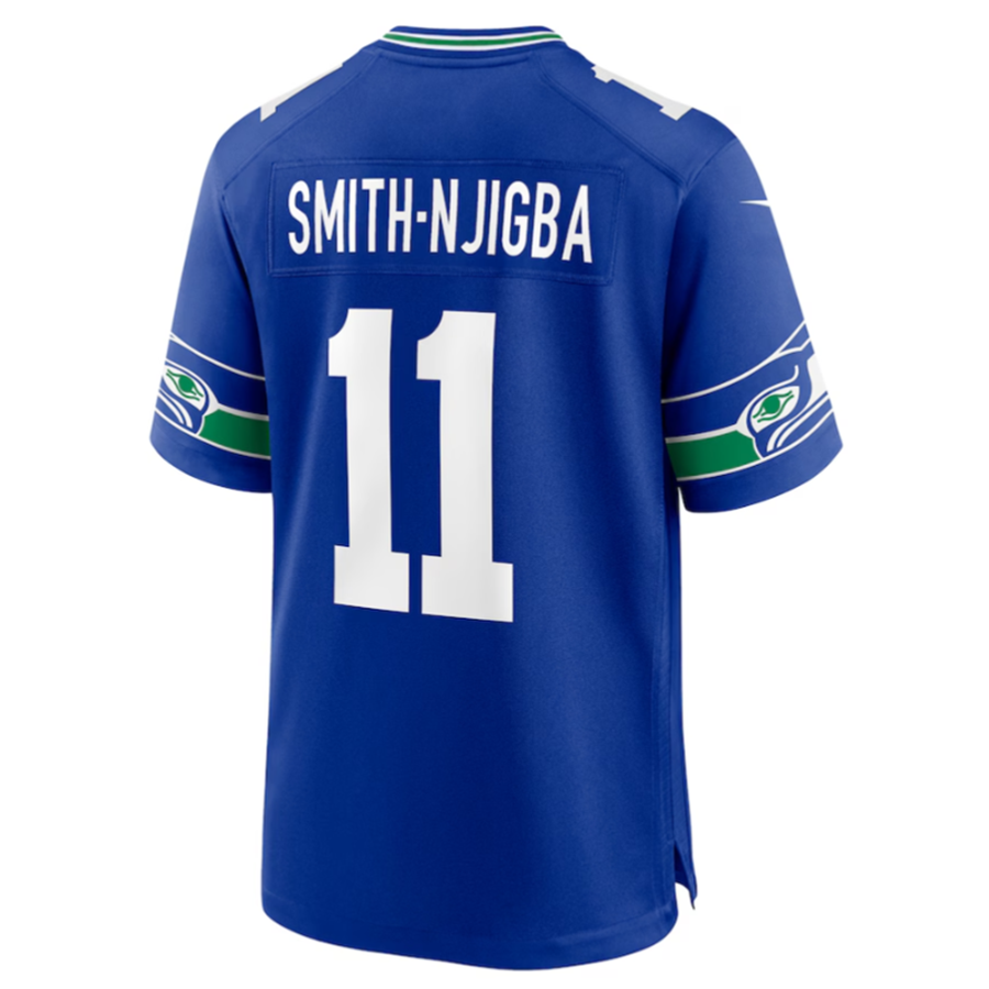 Qdoa S.Seahawks #11 Jaxon Smith-Njigba Royal Throwback Player Game Jersey American Stitched Jerseys