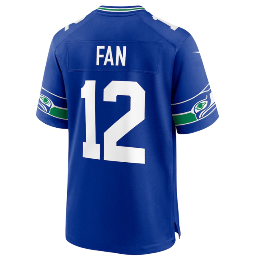 Qdoa S.Seahawks #12 12s Royal Throwback Player Game Jersey Stitched American Stitched Jersey