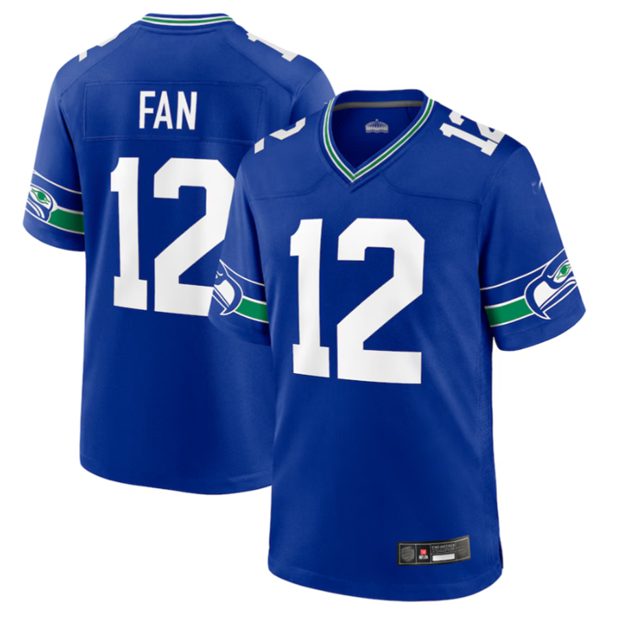 Qdoa S.Seahawks #12 12s Royal Throwback Player Game Jersey Stitched American Stitched Jerseys