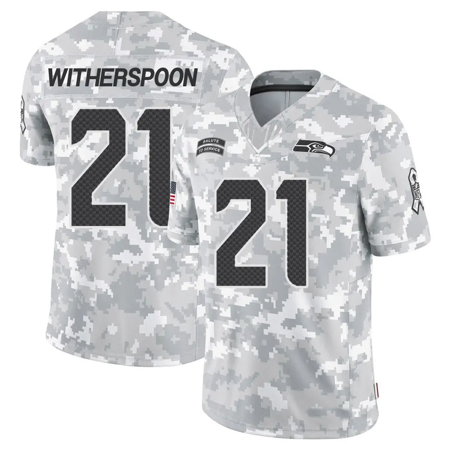 Qdoa S.Seahawks #21 Devon Witherspoon Player Arctic Camo Salute to Service Limited Stitched Jerseys