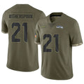 Qdoa S.Seahawks #21 Devon Witherspoon Player Salute to Service Olive Stitched Jerseys