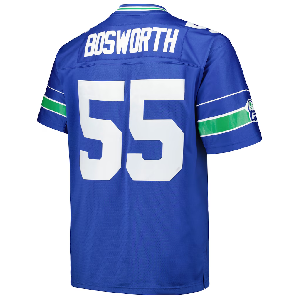 Qdoa S.Seahawks #55 Brian Bosworth Mitchell & Ness Royal Big & Tall 1987 Legacy Retired Player Stitched Puhic Jersey