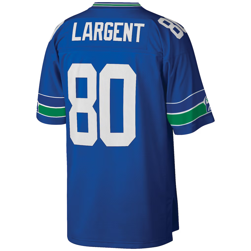 Qdoa S.Seahawks #80 Steve Largent Mitchell & Ness Royal Big & Tall 1985 Retired Player Replica Jersey