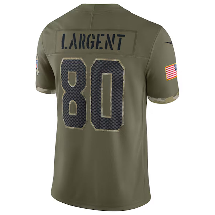 Qdoa S.Seahawks #80 Steve Largent Player Salute to Service Olive Stitched Jerseys