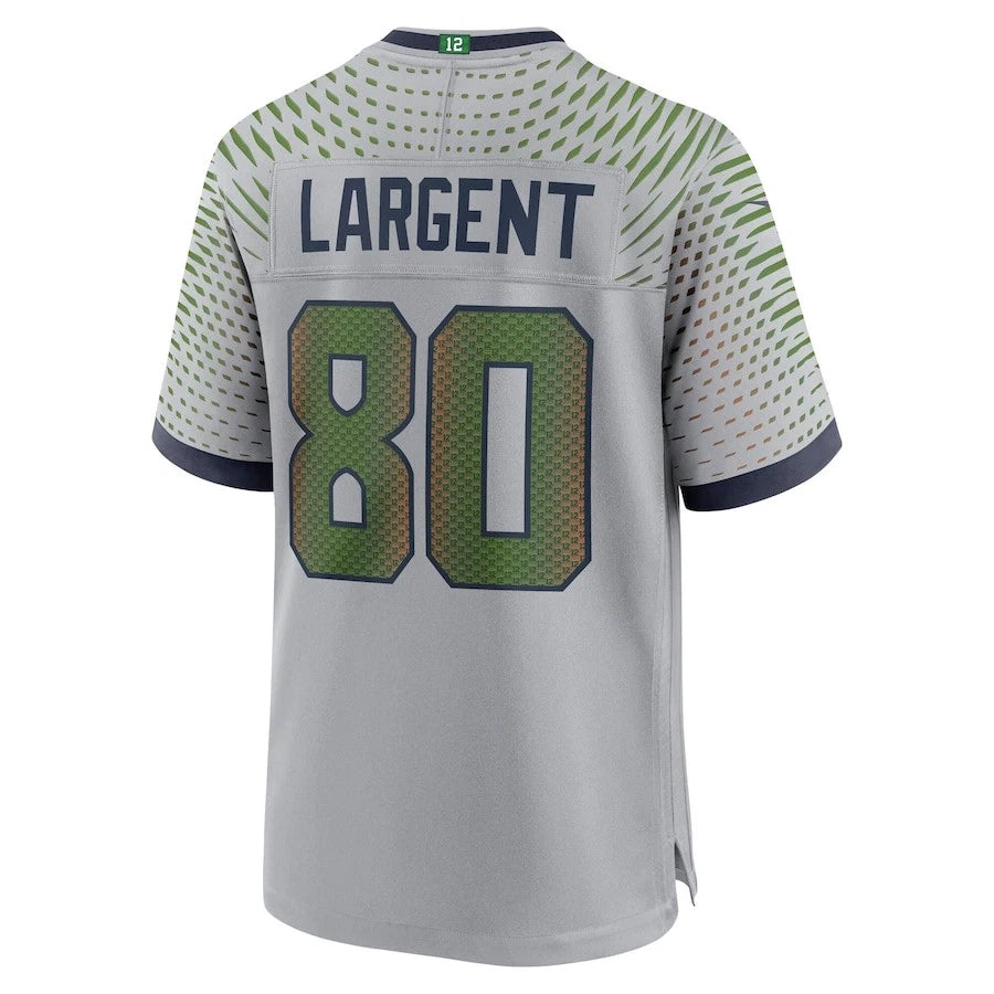 Qdoa S.Seahawks #80 Steve Largent Player Wolf Gray Rivalries Collection Game Stitched Jerseys