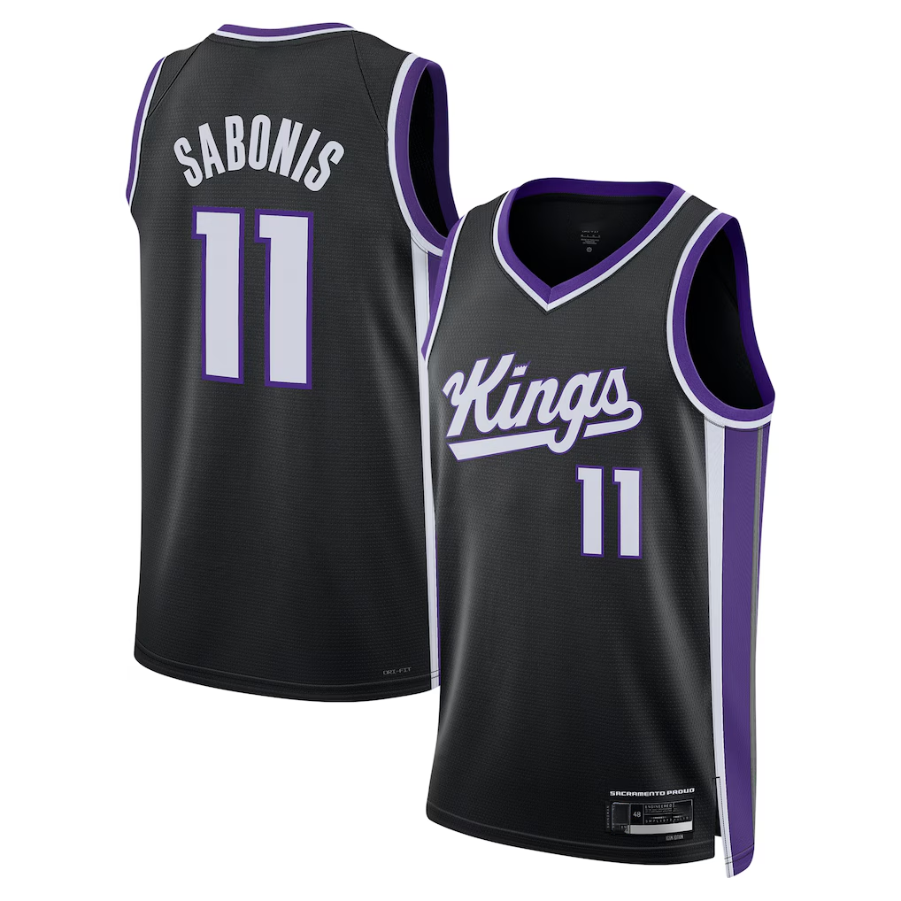 Qdoa S.kings #11 Domantas Sabonis Black Swingman Player Jerseys - Icon Edition