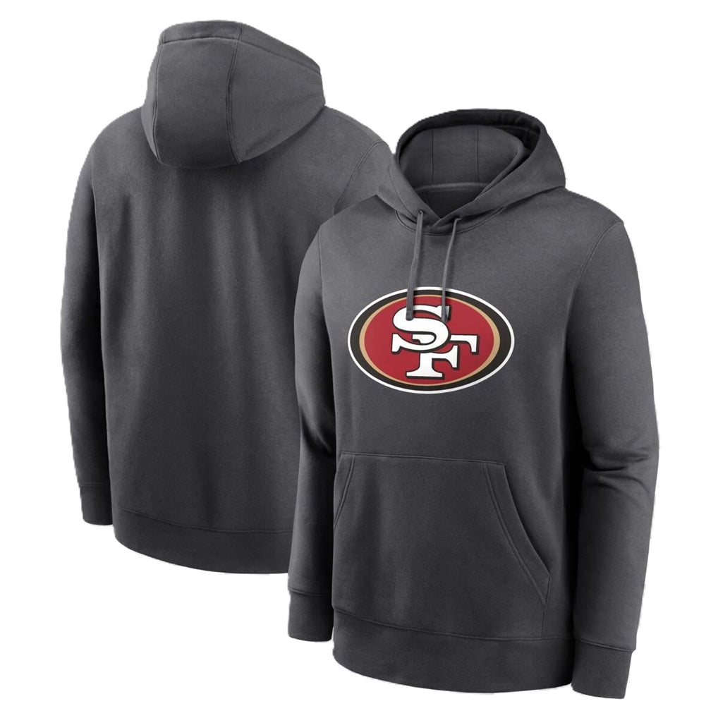 Qdoa SF.49ers Gray Pullover Hoodies Home Game Blank Player Stitched Jerseys