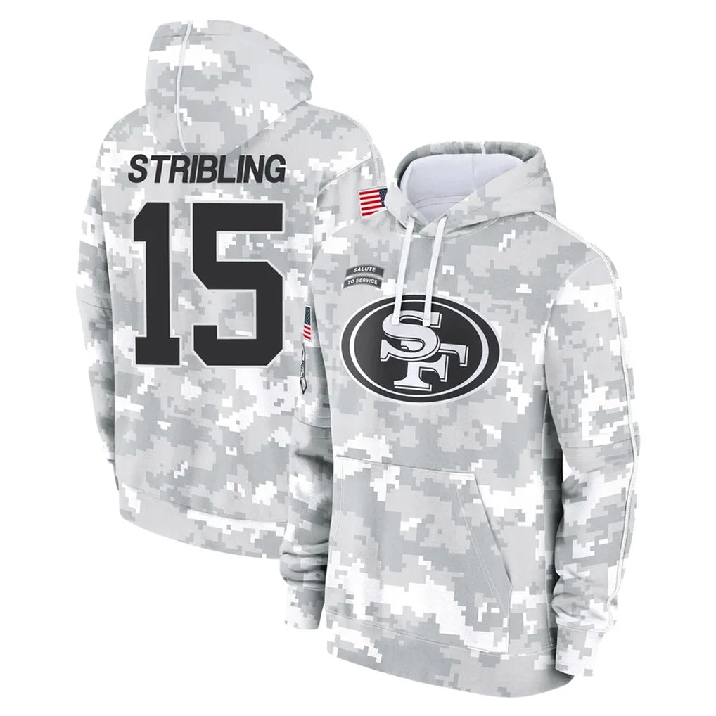 Qdoa SF.49ers #15 De'Zhaun Stribling Player Arctic Camo Limited Salute to Service Pullover Hoodies Game Stitched Jerseys