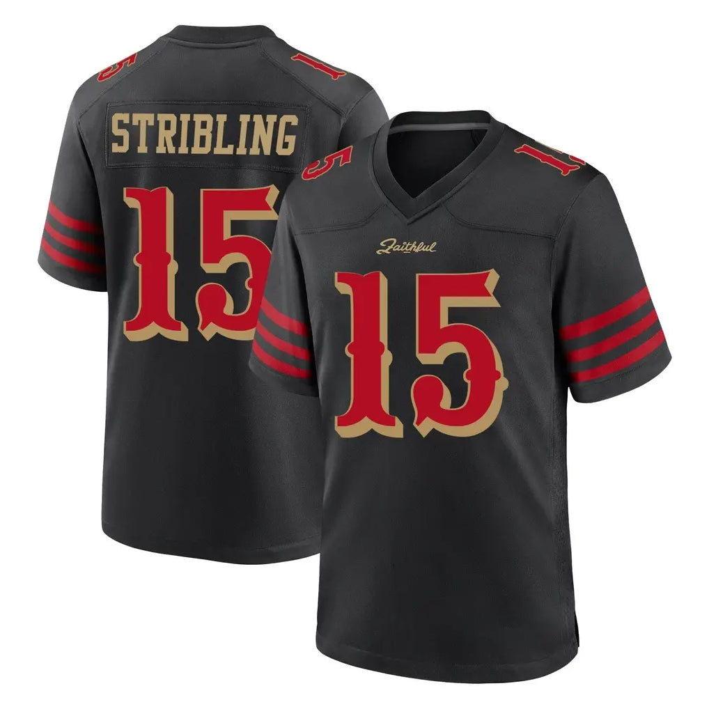 Qdoa SF.49ers #15 De'Zhaun Stribling Player Black Rivalries Collection Home Game Stitched Jerseys