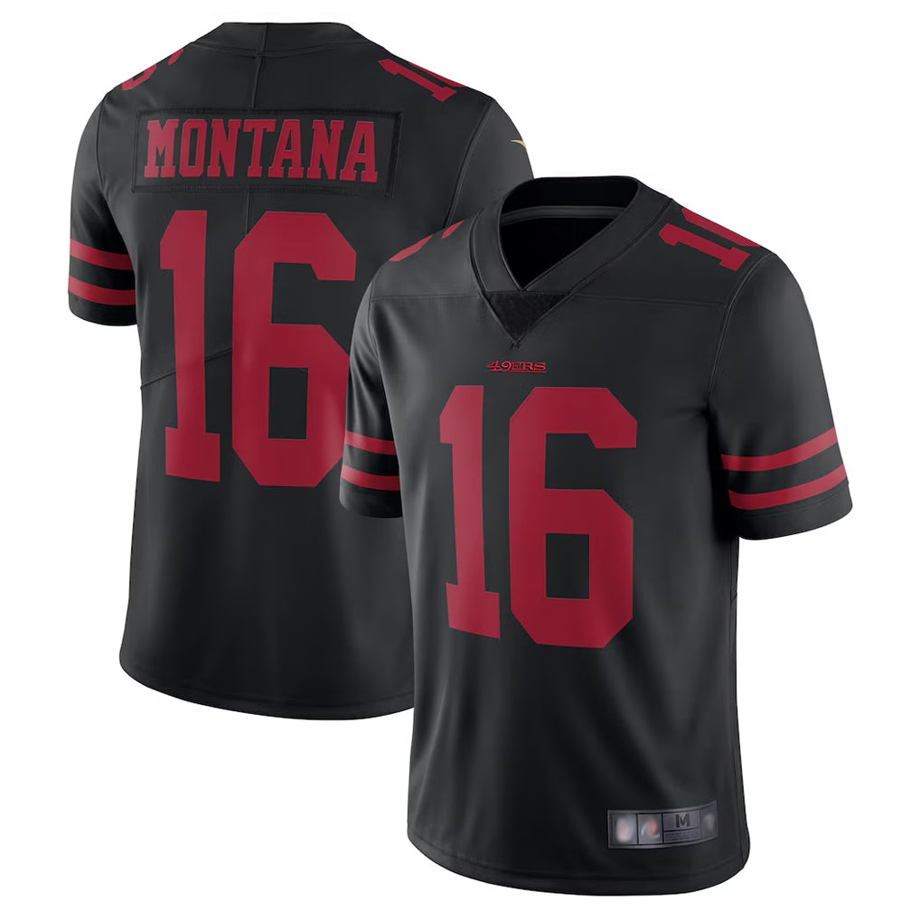 Qdoa SF.49ers #16 Joe Montana Player Black Vapor Untouchable Limited Throwback Stitched Jerseys