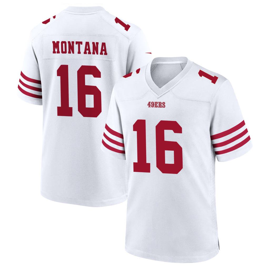 Qdoa SF.49ers #16 Joe Montana Player White Home Game Stitched Jerseys