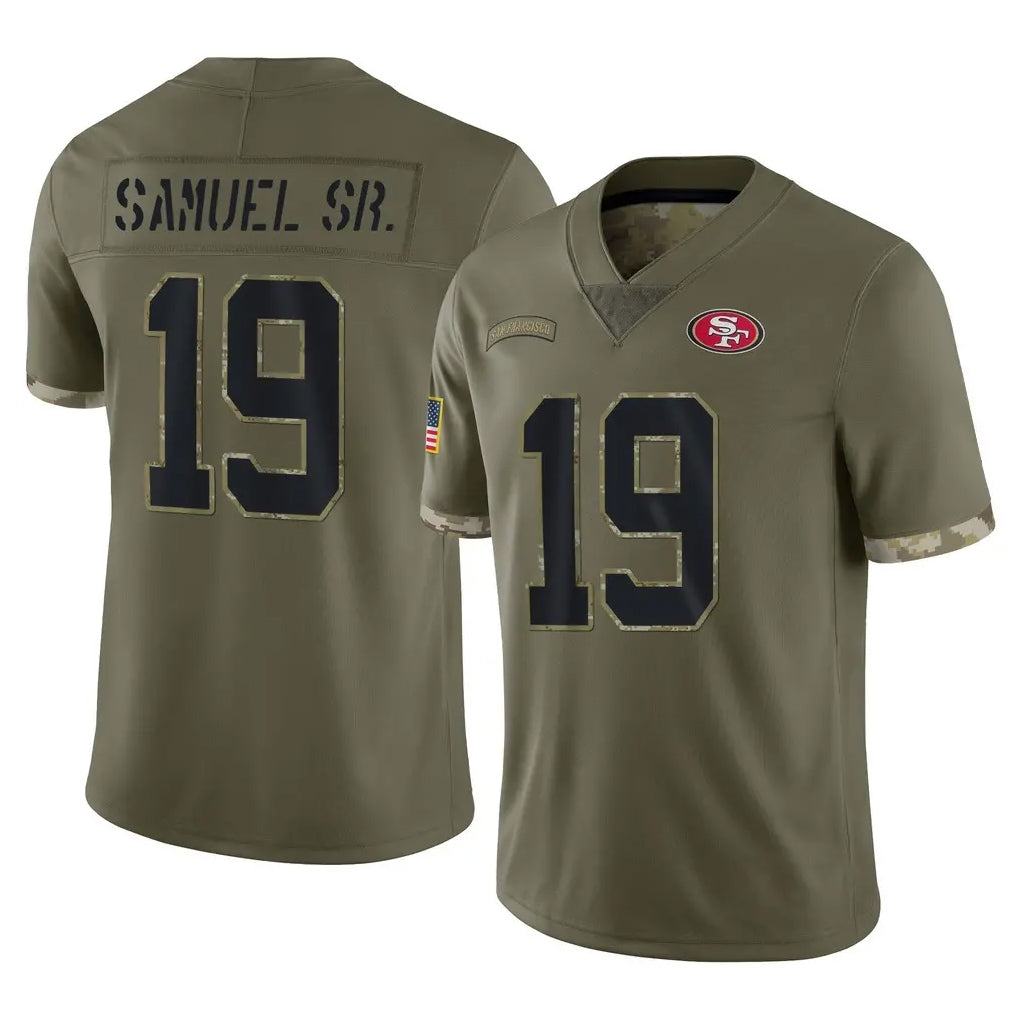Qdoa SF.49ers #19 Deebo Samuel Sr. Player Olive Limited Salute To Service Home Game Stitched Jerseys