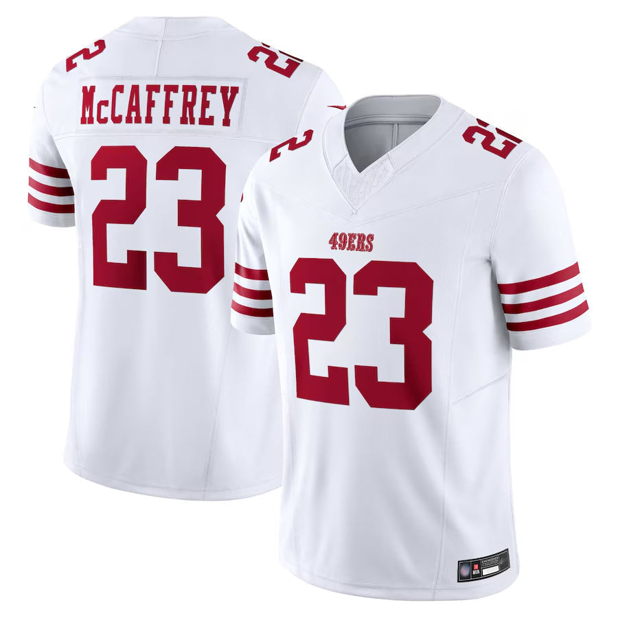 Qdoa SF.49ers #23 Christian McCaffrey Player White Vapor F.U.S.E. Limited Stitched Jerseys