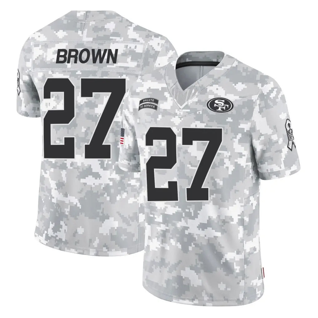 Qdoa SF.49ers #27 Ji'Ayir Brown Player Arctic Camo Limited Salute To Service Home Game Stitched Jerseys