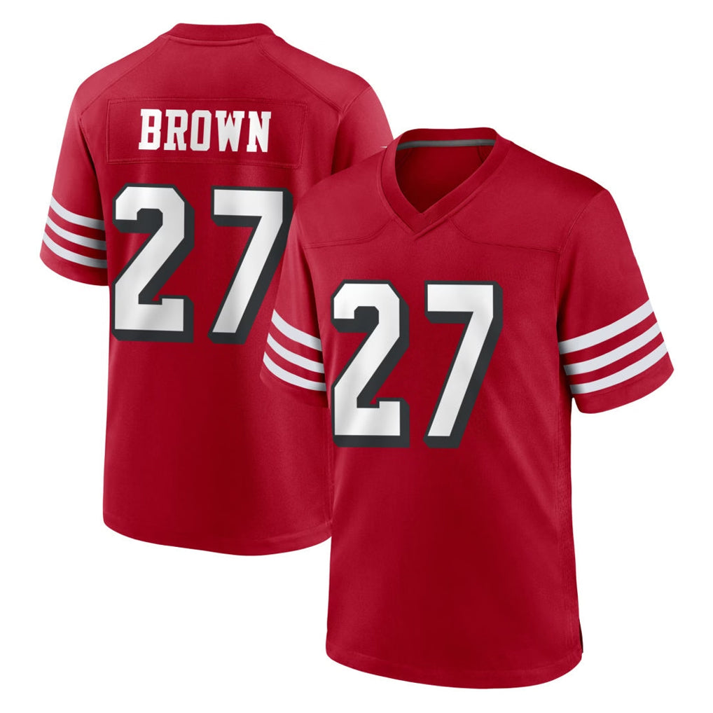 Qdoa SF.49ers #27 Ji'Ayir Brown Player Red Limited Alternate Home Game Stitched Jerseys