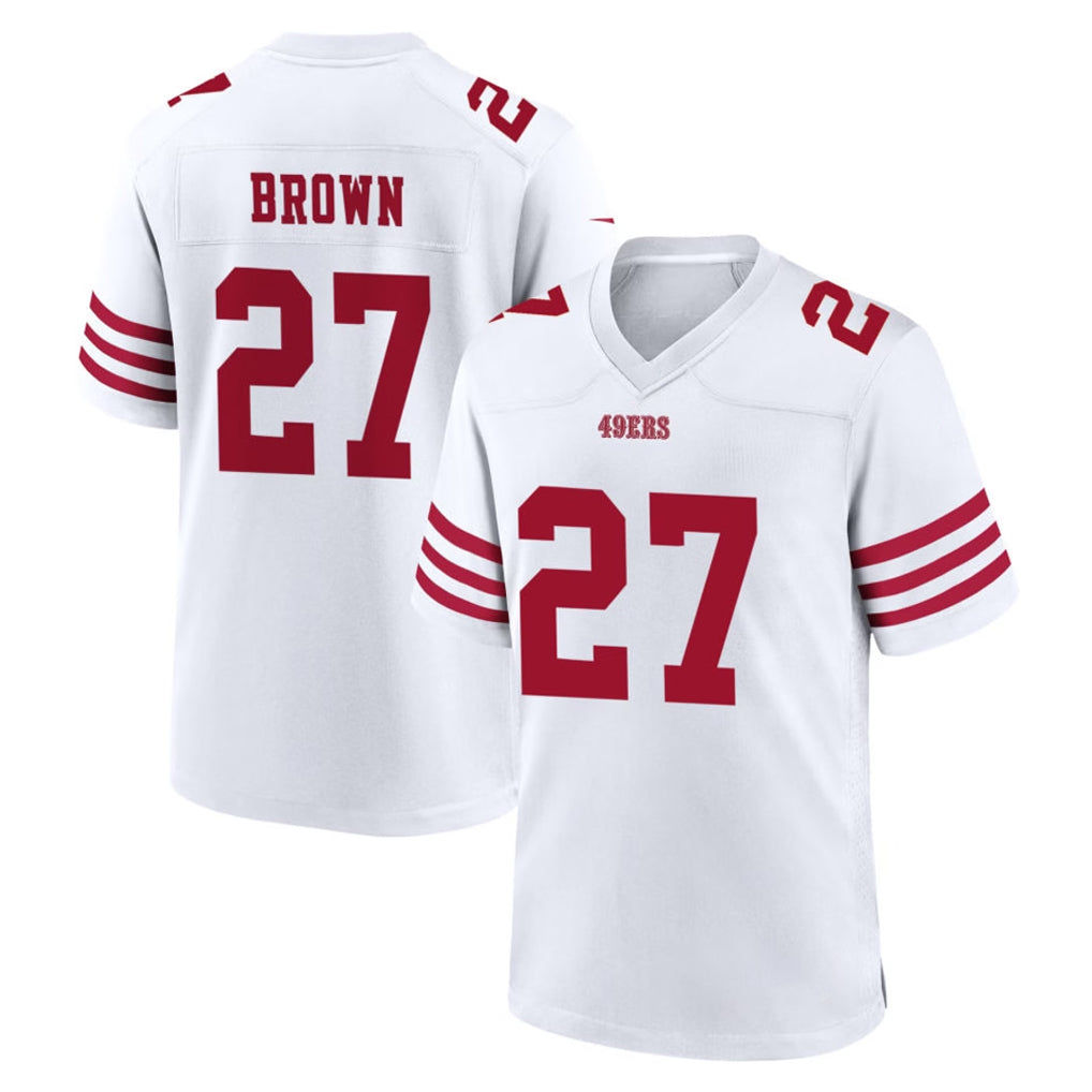Qdoa SF.49ers #27 Ji'Ayir Brown Player White Game Home Stitched Jerseys