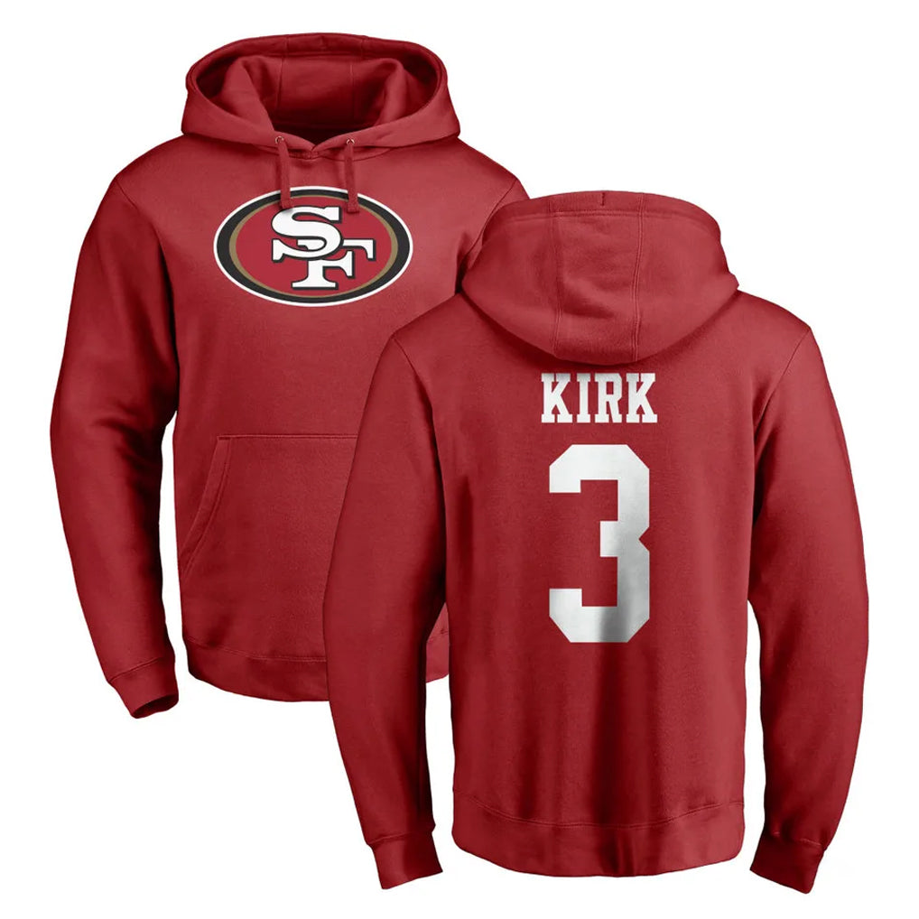 Qdoa SF.49ers #3 Christian Kirk Player Red LOGO Pullover Hoodies Home Game Stitched Jerseys