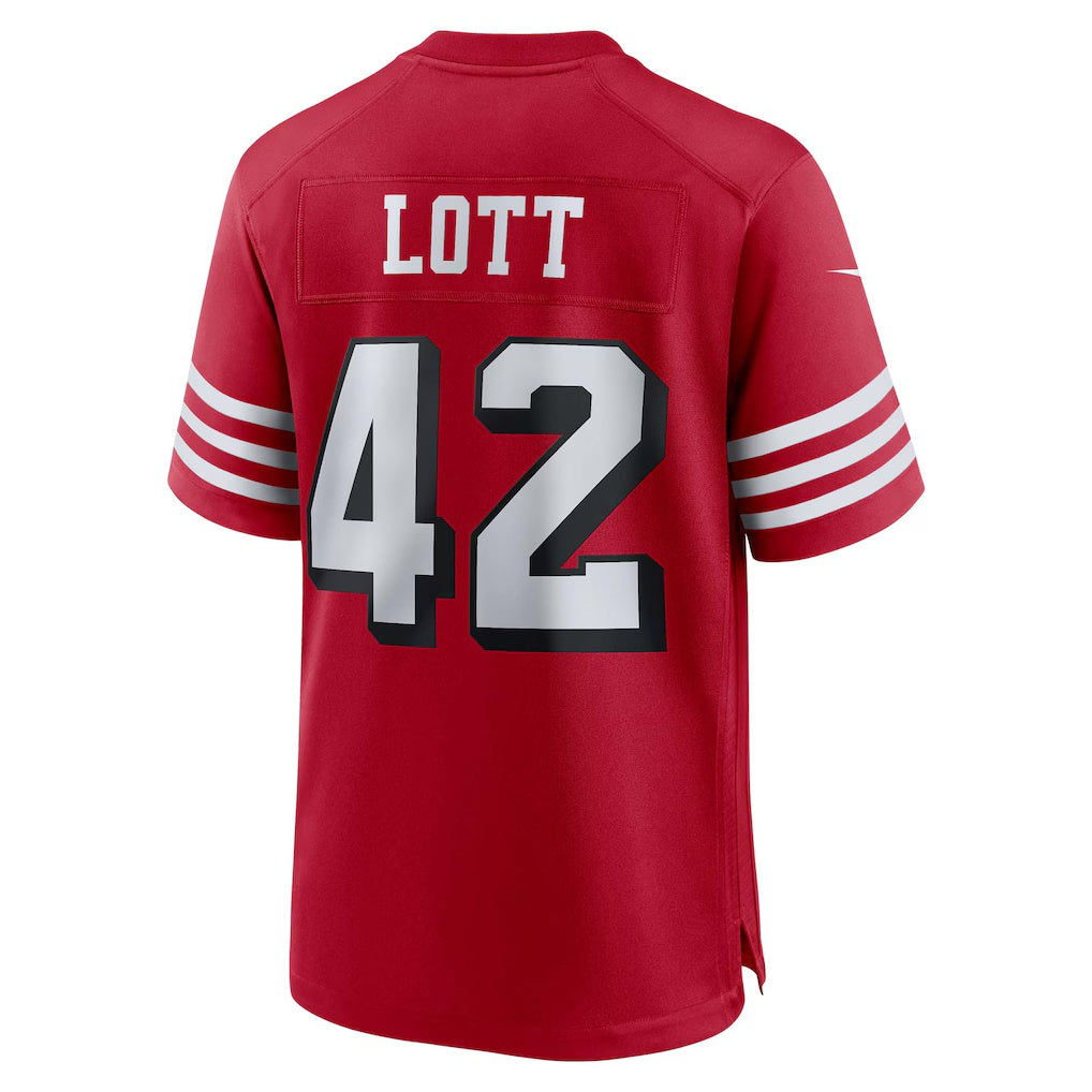 Qdoa SF.49ers #42 Ronnie Lott Scarlet Retired Player Alternate Game Stitched Jerseys